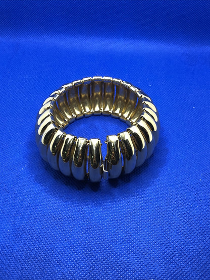 Napier Gold Tone Macaroni Link Accordion Style Statement Cuff Bracelet
