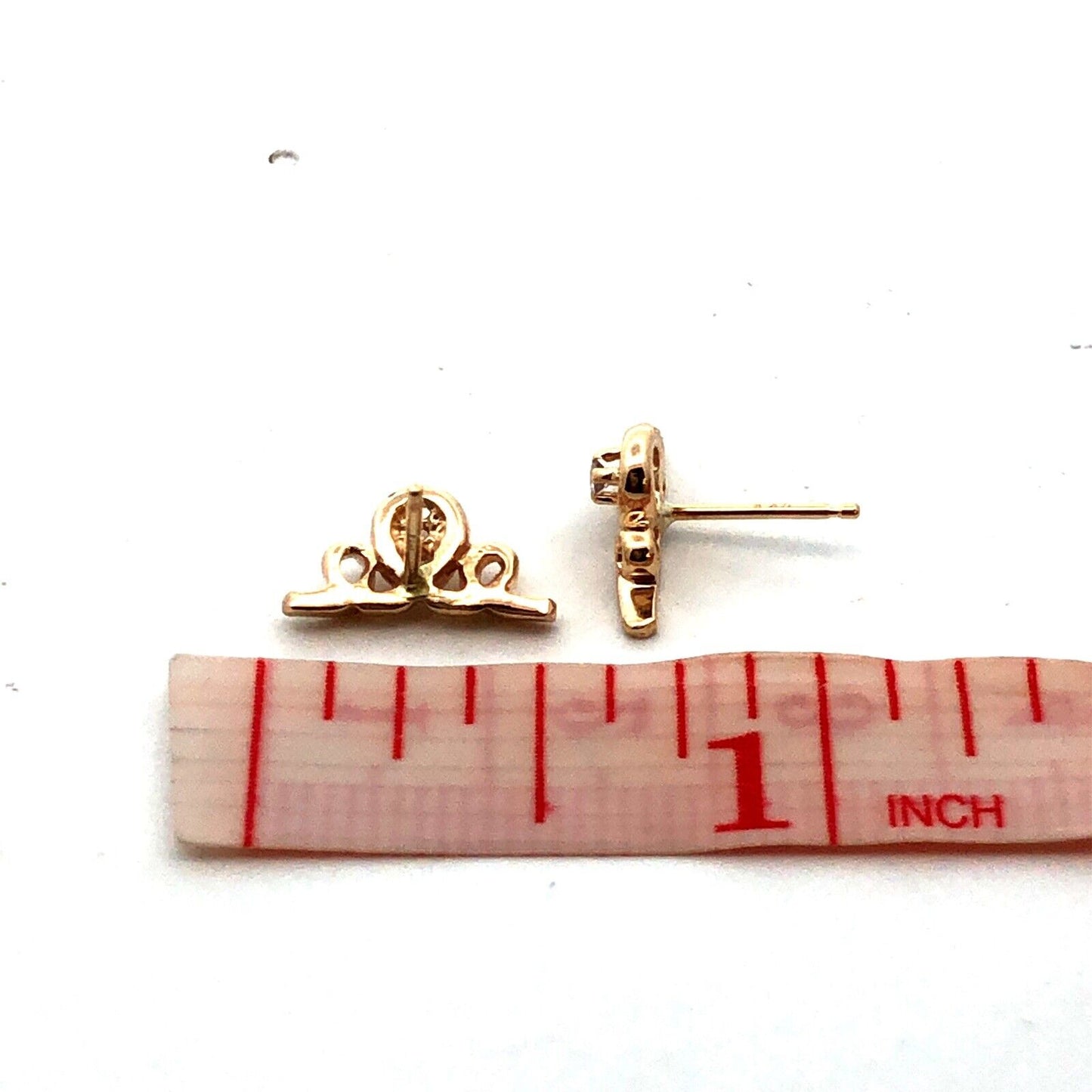 Designer 14K Yellow Gold Round Diamond Swirl Loop Stud Earrings