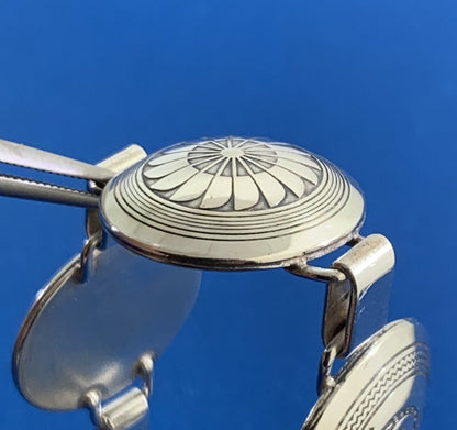 Vintage TSM 925 Sterling Silver Ethnic Animals Native Round Panel Bracelet