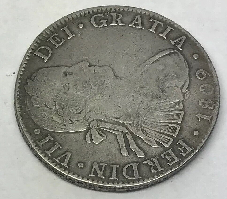 1809 TH Silver 8 Reales Mexico City Mint Pillar Dollar Colonial Coin