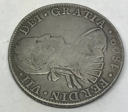 1809 TH Silver 8 Reales Mexico City Mint Pillar Dollar Colonial Coin