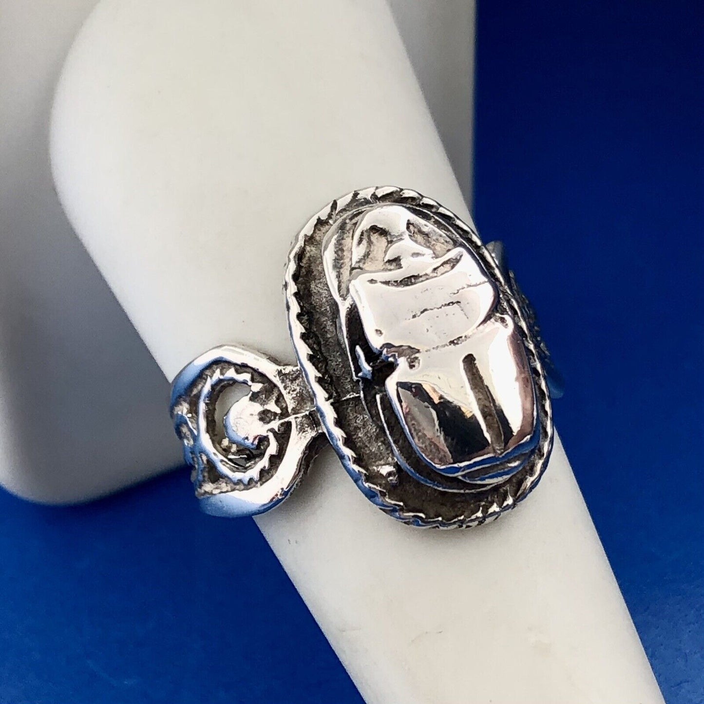 Estate Art Deco Art Nouveau European Marked Sterling Silver Scarab Ring