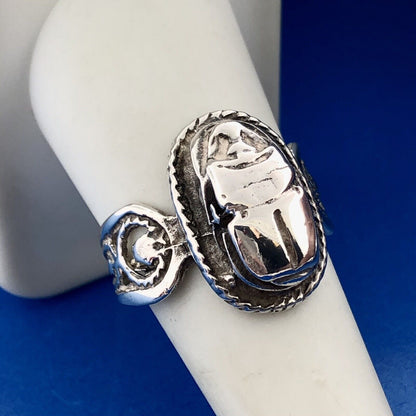 Estate Art Deco Art Nouveau European Marked Sterling Silver Scarab Ring