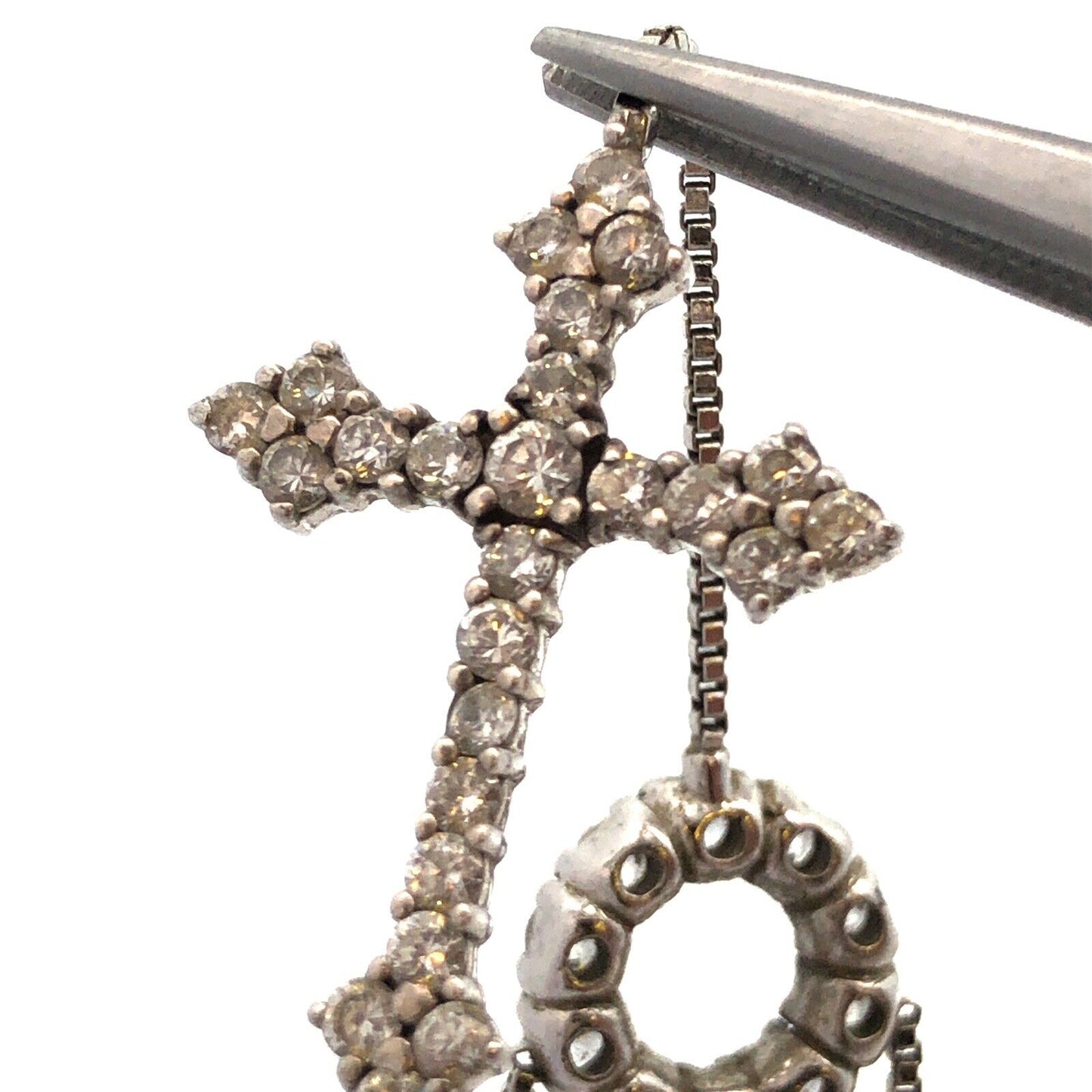 Designer 925 Sterling Silver Cubic Zirconia Drop Dangle Cross Pendant Necklace