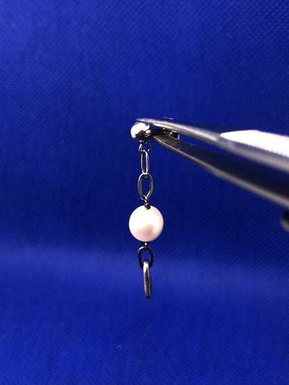 Pearl 925 Sterling Silver Heart Valentines Chain Dangle Stud Earrings