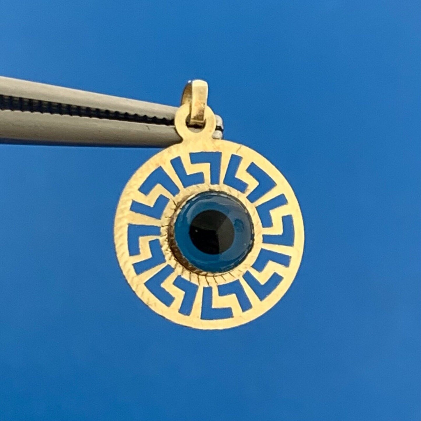 Designer 10K Yellow Gold Evil Eye Good Luck Bad Luck Talisman Charm Pendant