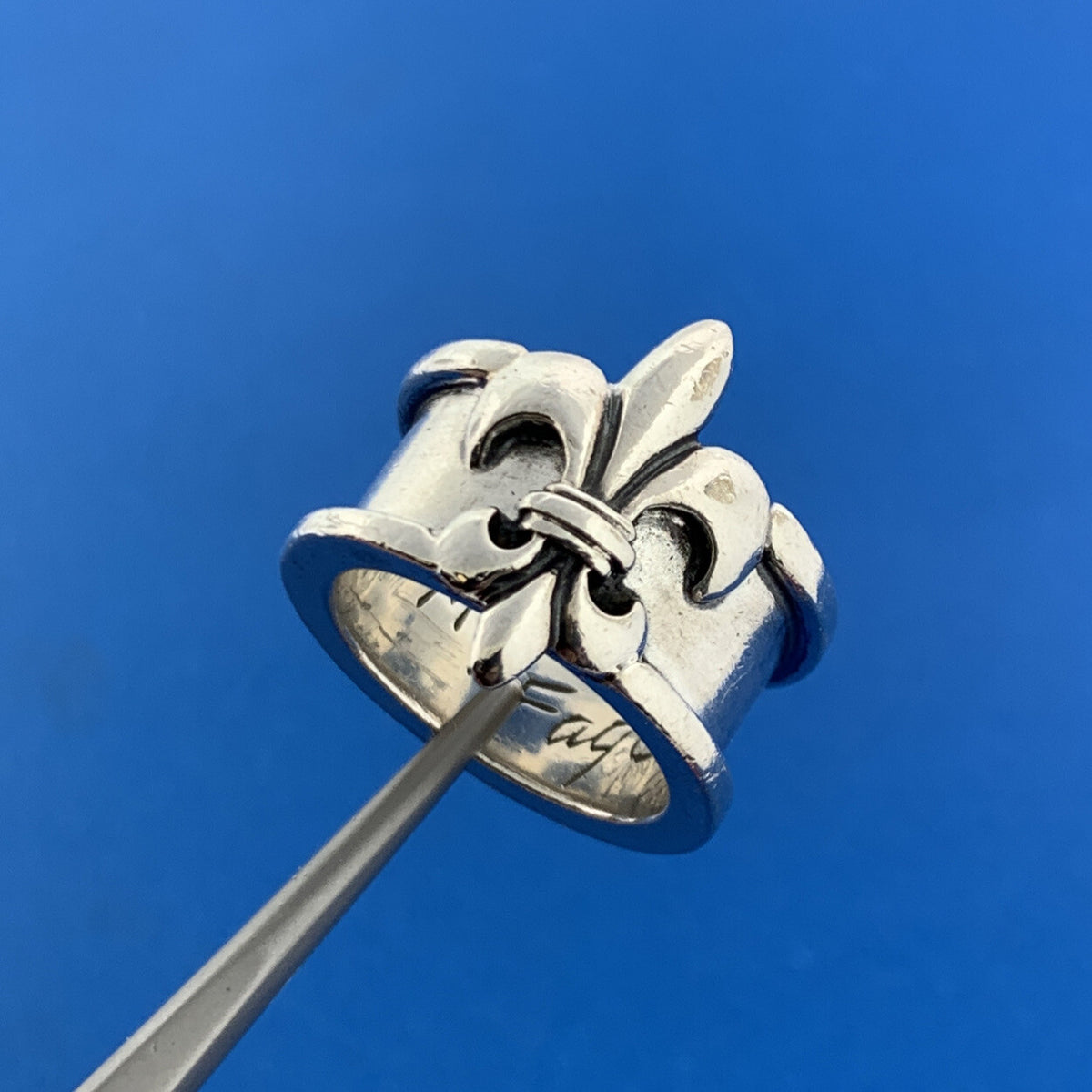 Designer Mignon Faget Sterling Silver 925 Fleur De Lis Thick Ring Size 5.75