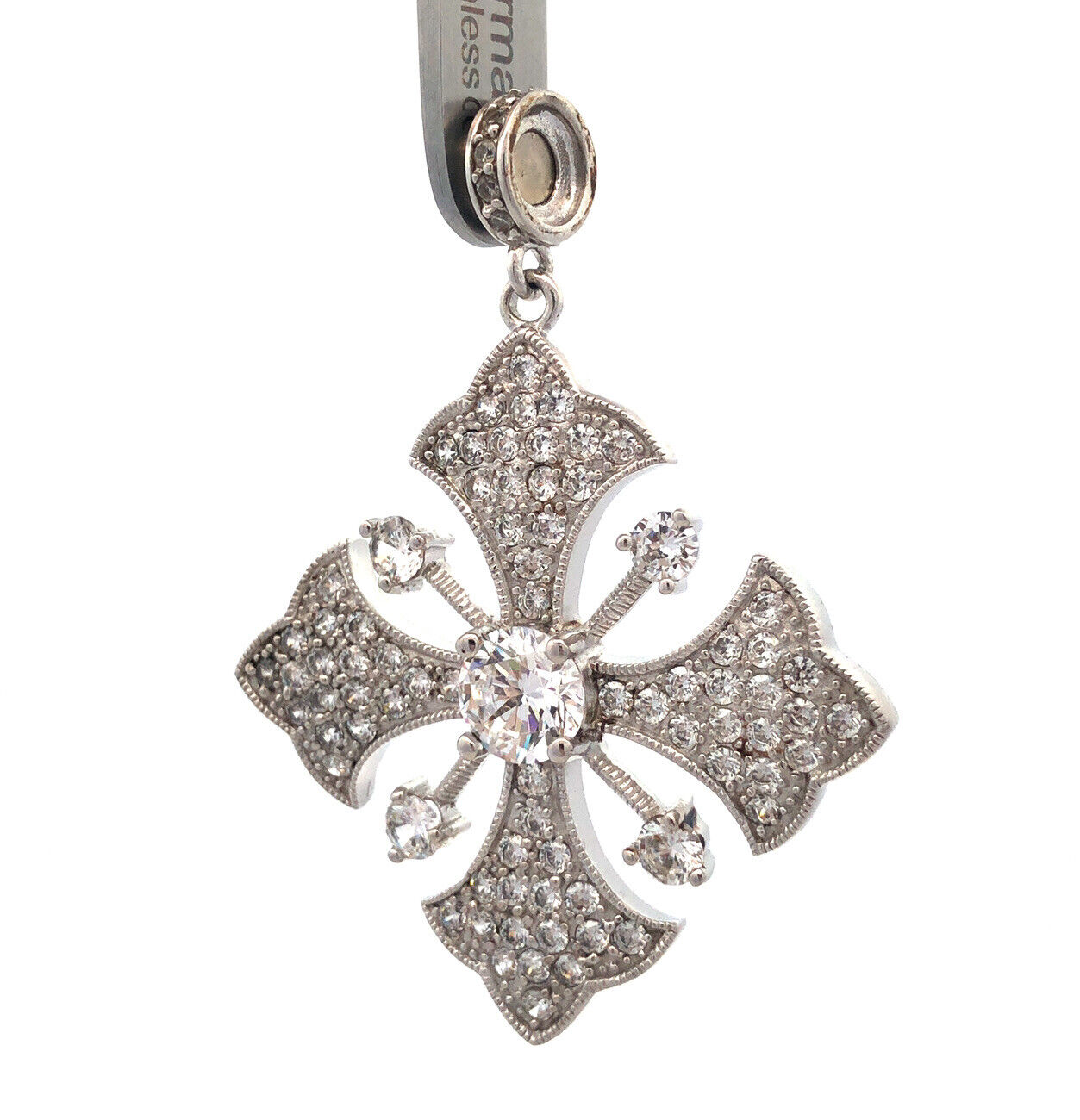 Joseph Esposito ESPO 925 Sterling Silver CZ Cross Star Magnetic Enhancer Pendant