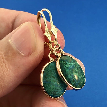 Vintage 14K Yellow Gold Maw Maw Sit Sit Oval Drop Dangle Hook Earrings