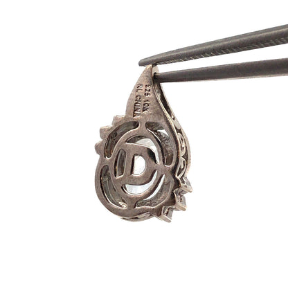 Designer 925 Sterling Silver 10K Gold Oval Light Blue Topaz Diamond Pendant