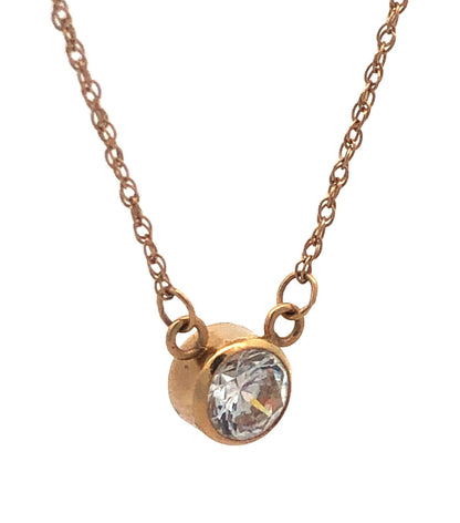 Designer 14K Yellow Gold Diamonique Cubic Zirconia CZ Anniversary Necklace