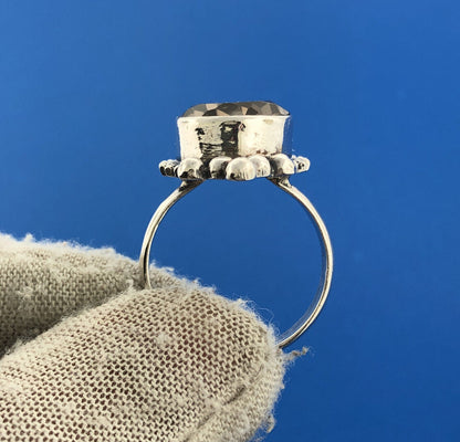 Stunning Sterling Silver 925 Oval Cut Grey Smoky Quartz Statement Ring Size 9