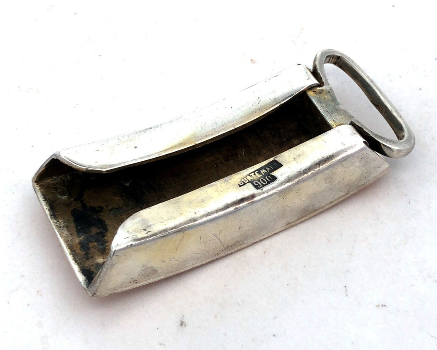 Vintage Guatemala 900 Fine Silver Initial Print H Letter Belt Buckle