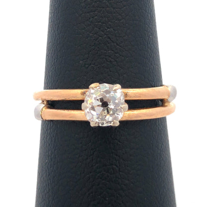Vintage 18k Yellow Gold European Cut Diamond Ring Carat Size 6
