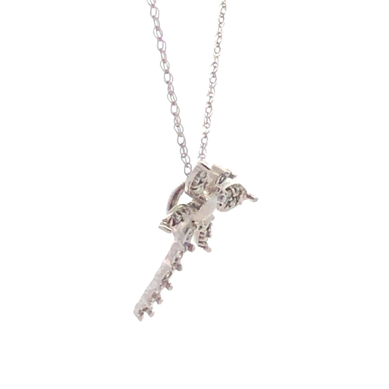 Designer 10K White Gold Diamond Dragonfly Spiritual Pendant Necklace