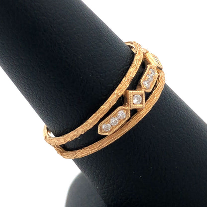14K Yellow Gold Designer Diamond Wedding Anniversary Cocktail Band Ring