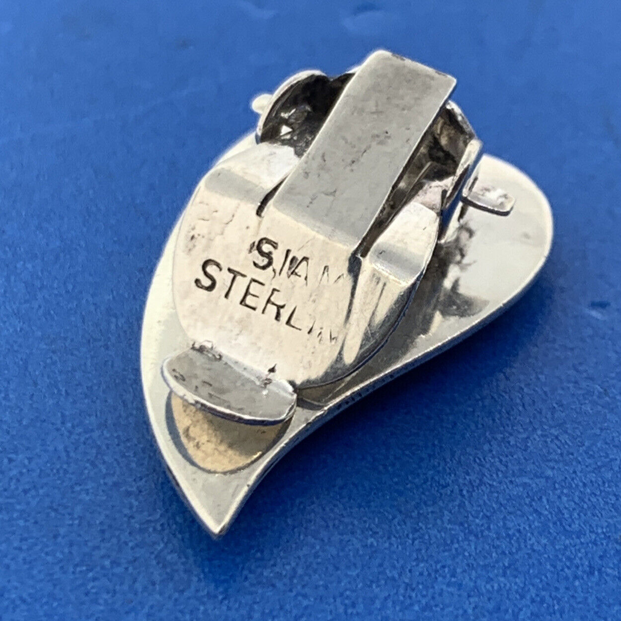 Vintage Siam Sterling Silver Nielloware Goddess Manimekhala Clip Earrings