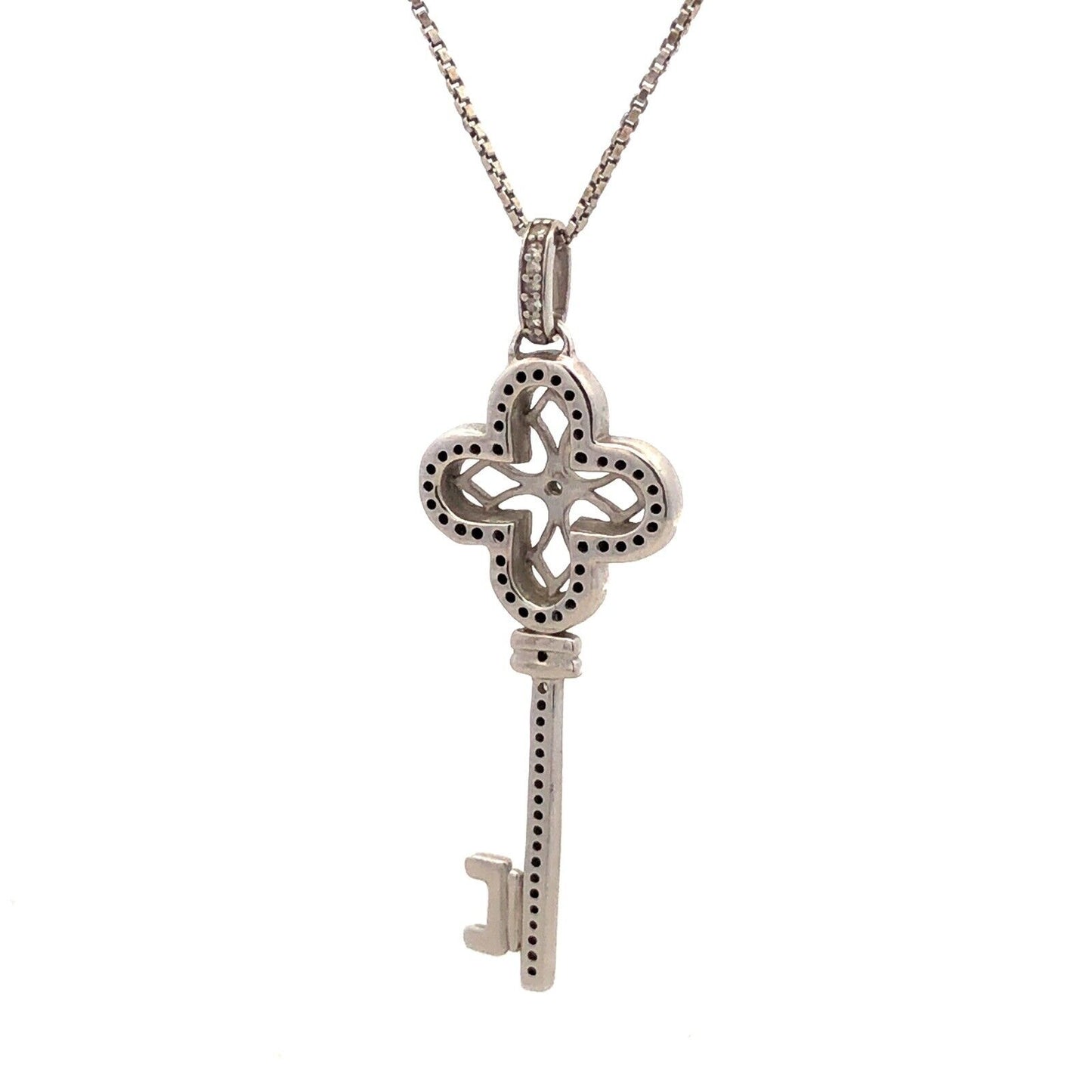 Designer 925 Sterling Silver Diamond Key To My Heart Pendant Necklace