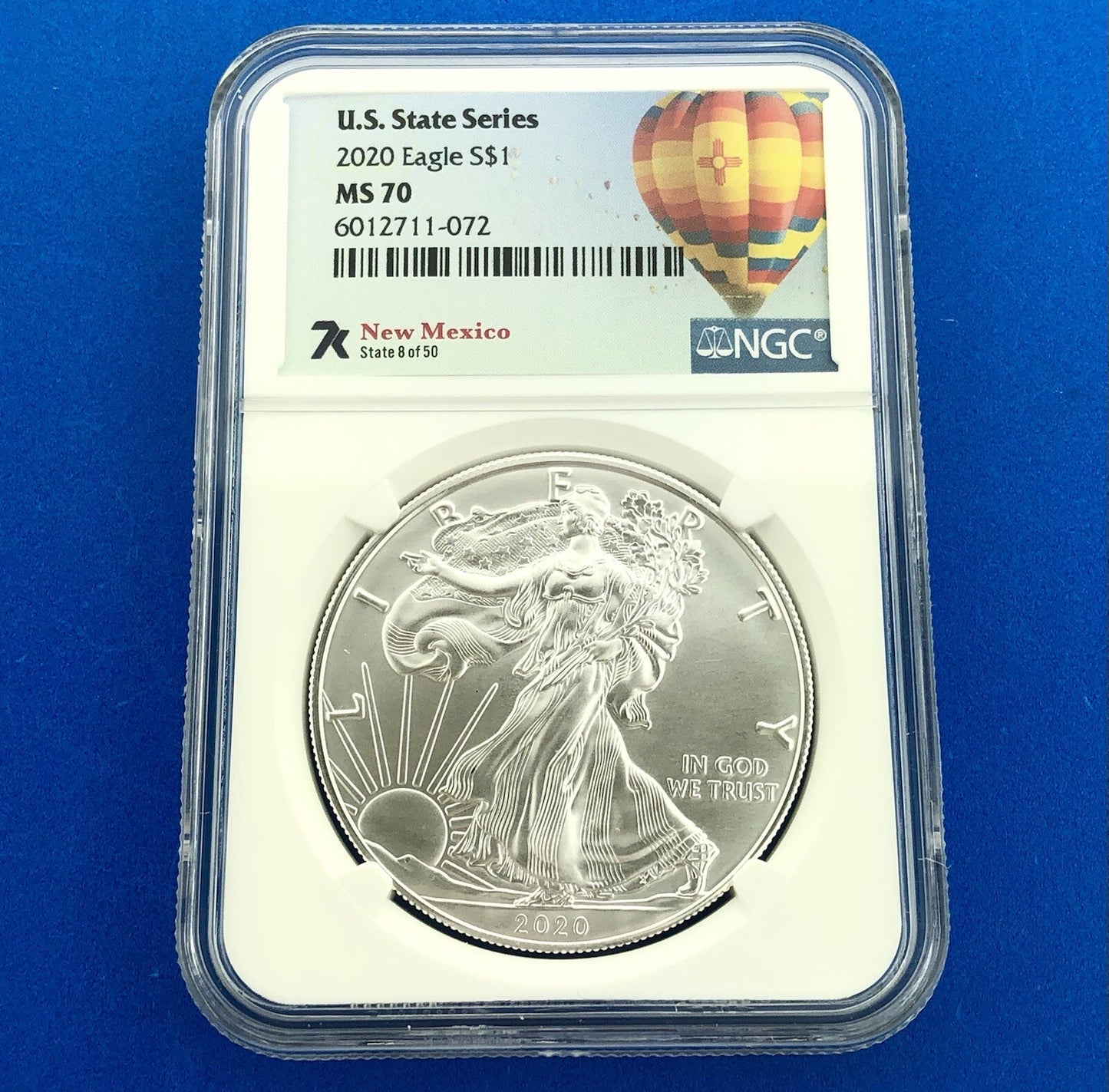 2020 U.S. State Series $1 American Silver Eagle NGC MS70 New Mexico 1 Oz w/COA