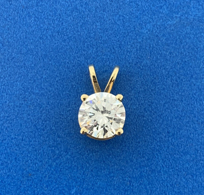 Diamonique 14k Yellow Gold Round Sparkling White Cubic Zirconia Charm Pendant