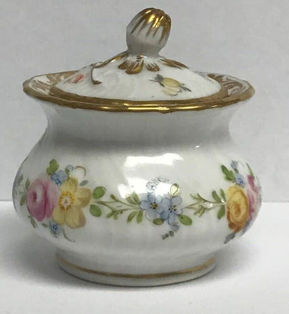 Vintage Dresden Hand Painted Gold Leaf Floral Lidded Cup/Pot No Saucer Inkwell