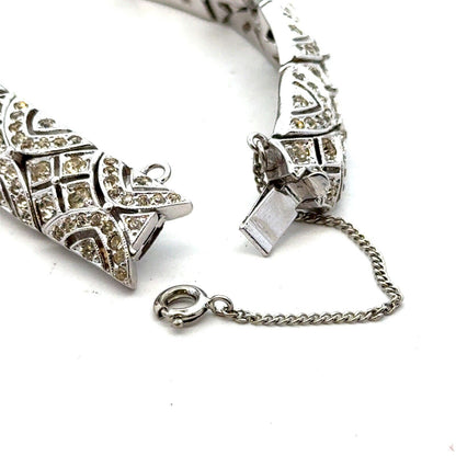 Sparkling Silver Tone Cubic Zirconia CZ Statement Tennis Bracelet