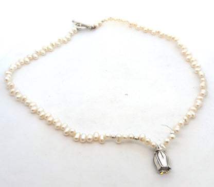 Mignon Faget Sterling Silver Freshwater Pearl Tulips Collection Beaded Necklace