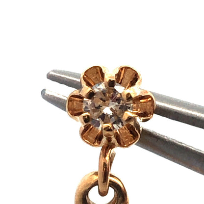 Vintage 14k Yellow Gold Diamond Scroll Gothic Chandelier Dangle Drop Earrings