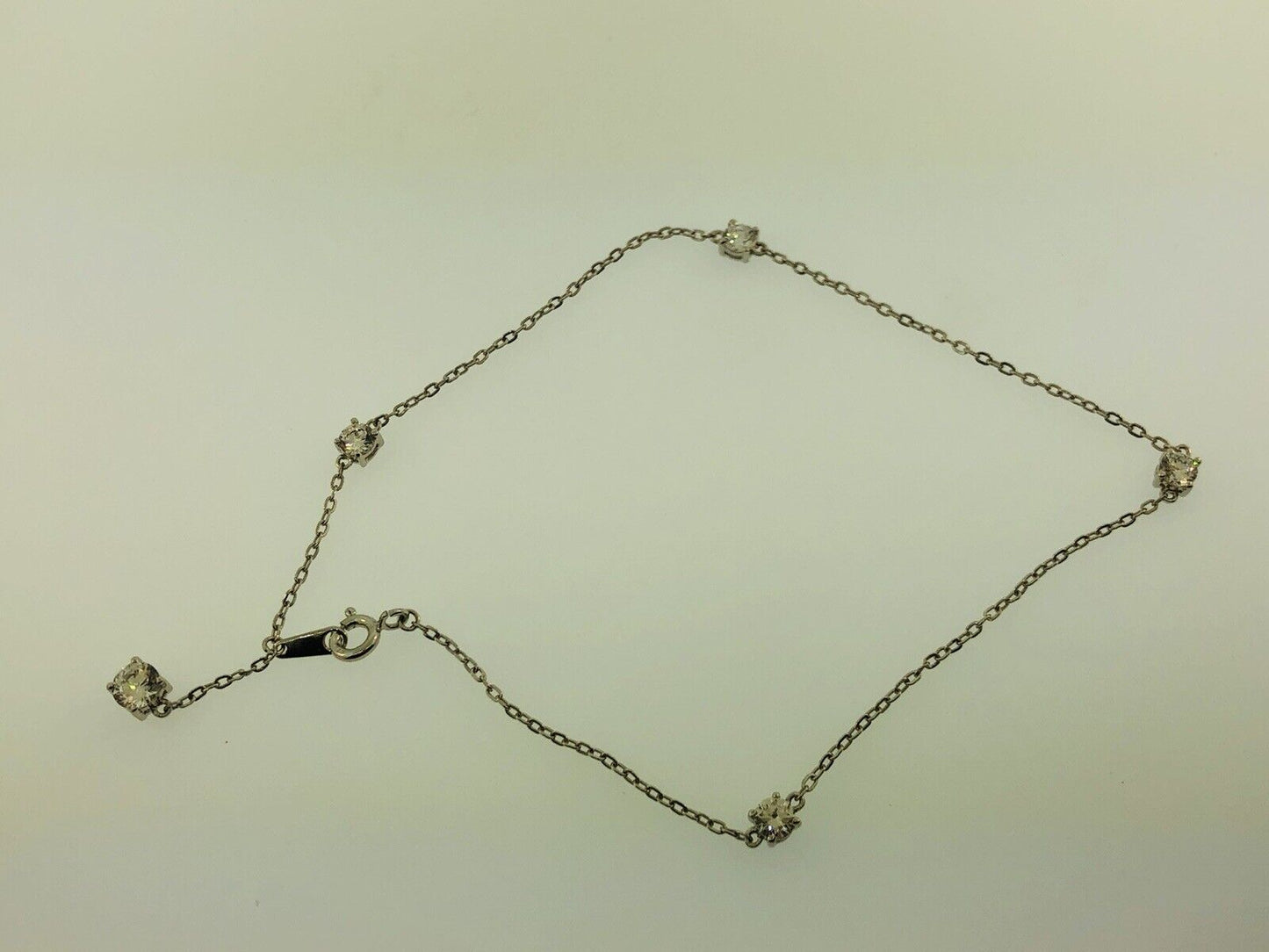 Designer SV Sterling Silver 925 Cubic Zirconia CZ Station Ankle Bracelet