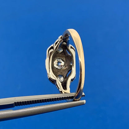 Vintage 14K Yellow White Gold Miner's Cut Diamond Trio w/Accents Cocktail Ring