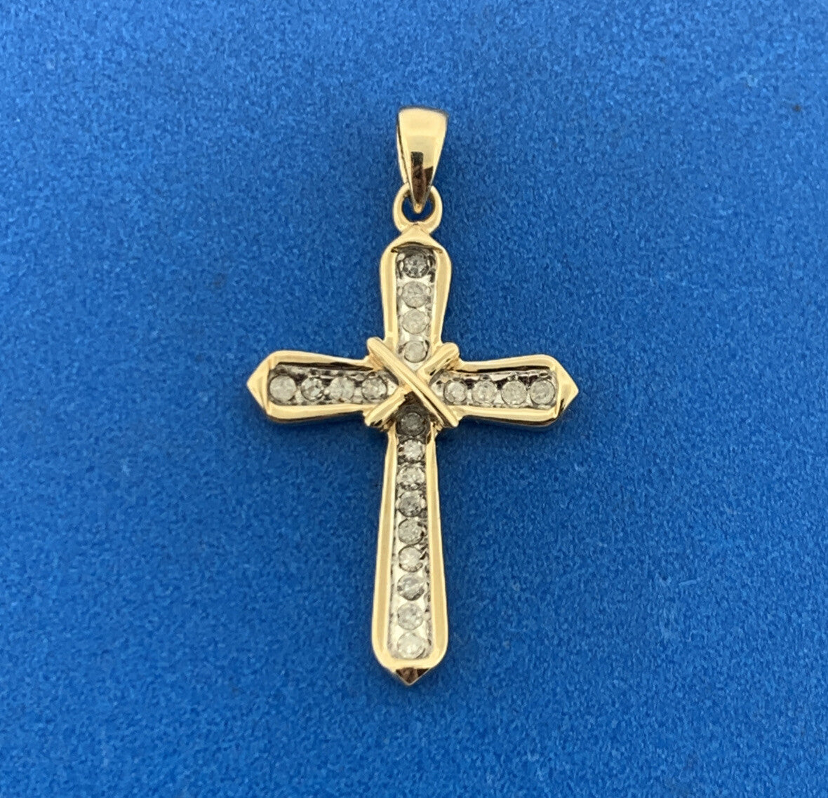 14K Yellow Gold Diamond Religious Communion Bridal Easter Cross Pendant