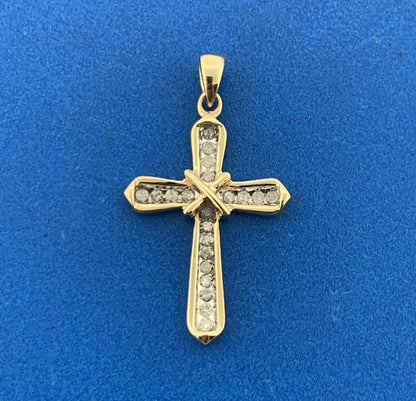14K Yellow Gold Diamond Religious Communion Bridal Easter Cross Pendant