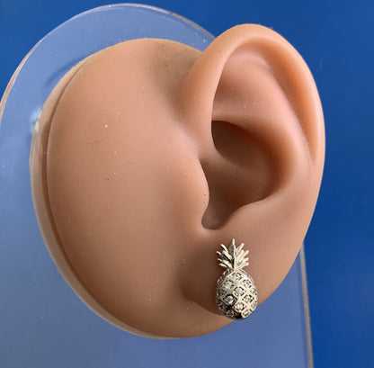 Designer YGI 925 Sterling Silver Cubic Zirconia CZ Pineapple Stud Earrings