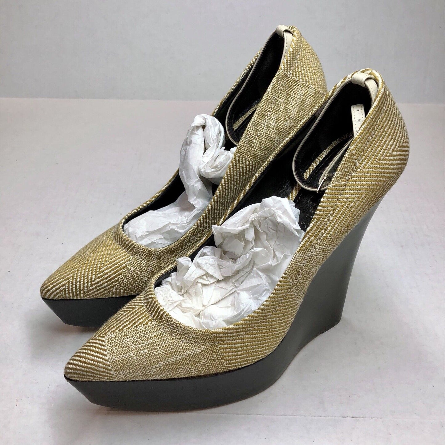 Burberry Prorsum Spring Check Leicester 140 Wedge Pumps Box Pouch Slightly Worn