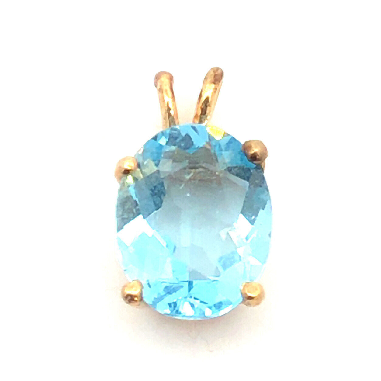 Lovely 14k Yellow Gold Oval Cut 2.75ct Swiss Blue Topaz Fine Precious Pendant