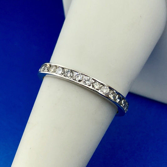 14K White Gold Channel Set Diamond Anniversary Eternity Stackable Band Ring