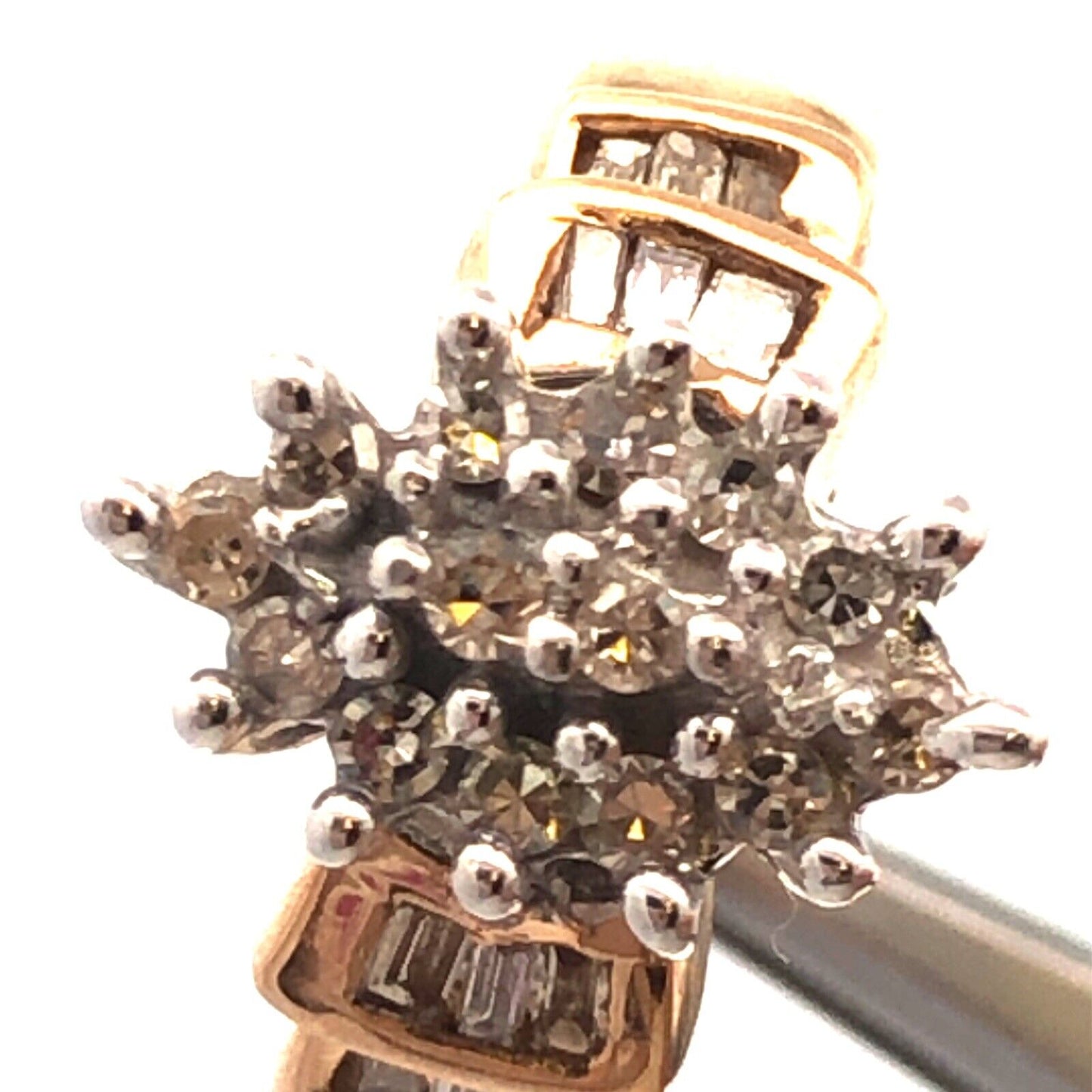 10K Yellow Gold Diamond Waterfall Cluster Engagement Bridal Cocktail Ring