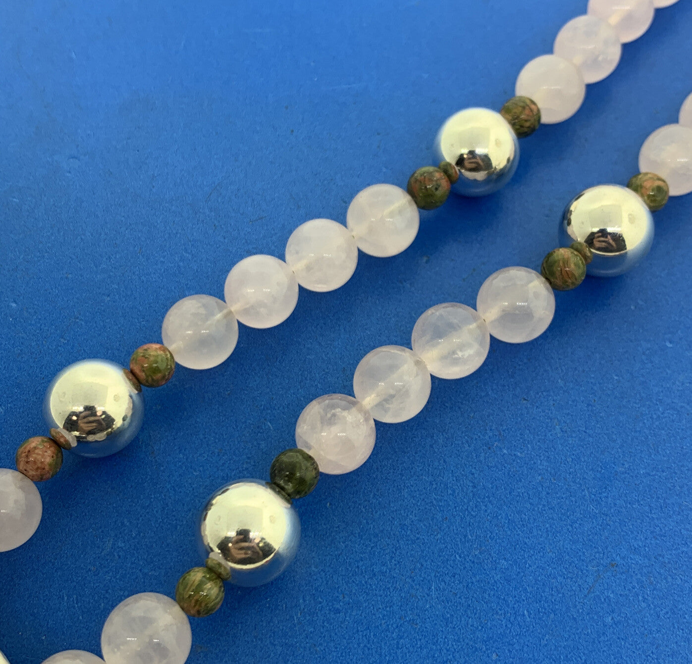 Mignon Faget 925 Sterling Silver Rose Quartz Jasper Moon Snail Beaded Necklace