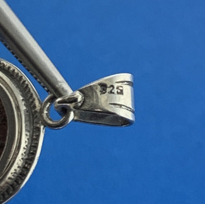 Estate Sterling Silver 925 Unknown Ancient Bronze Coin Dangle Pendant