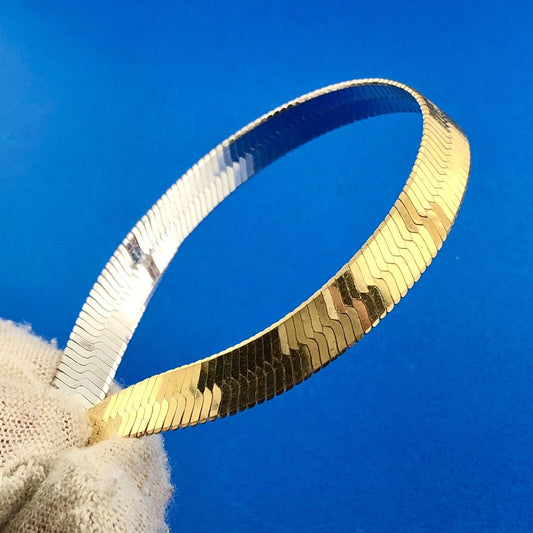 Designer Milor Italy Sterling Silver Vermeil Two Tone Herringbone Chain Necklace