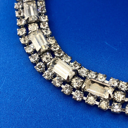 Vintage Albert Weiss Silver Tone Crystal Rhinestone Glamour Link Bracelet