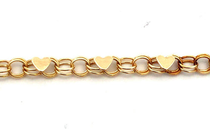 Designer OR 10K Yellow Gold Heart Chain Link Bracelet