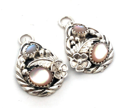 Native American Sterling Silver Mother of Pearl Floral Earring Enhancer Jackets