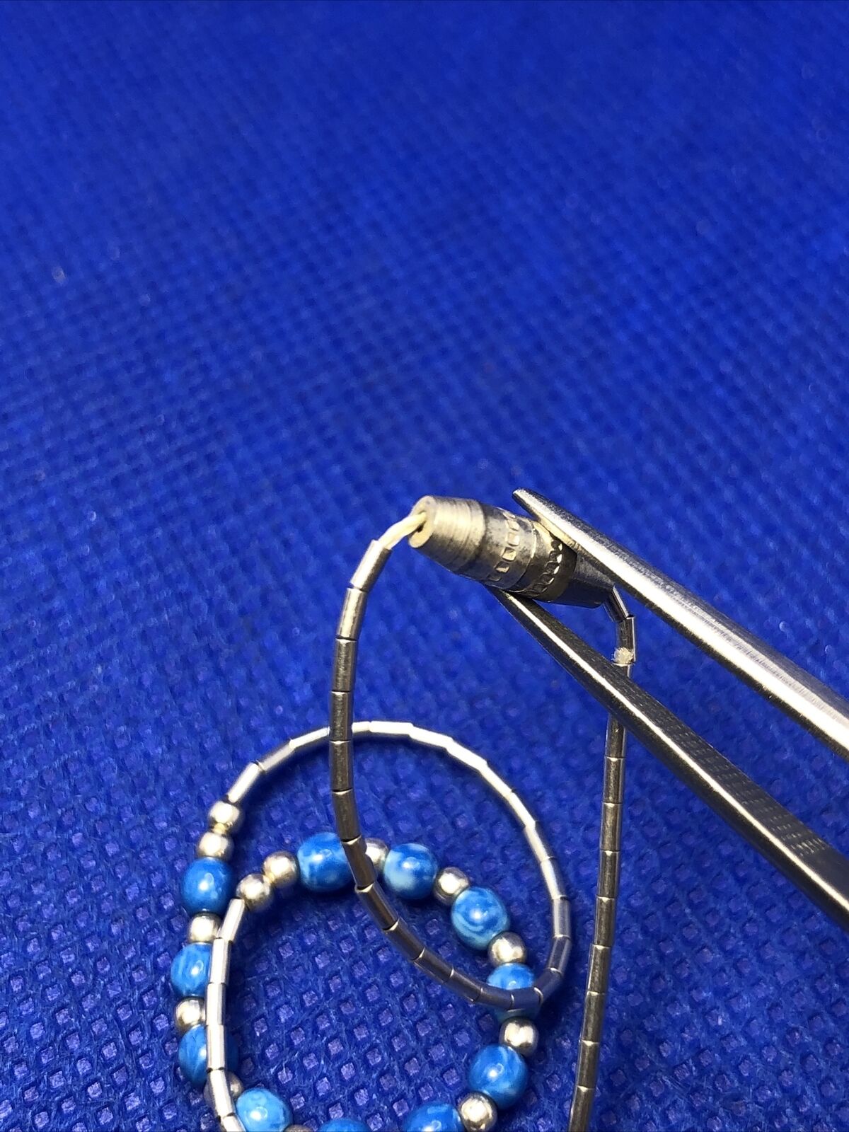 Lapis Lazuli 925 Sterling Silver Beaded Liquid Silver Tennis Bracelet