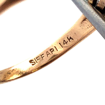 Vintage Siffari 14K Yellow Gold Oval Green Amethyst Solitaire Cocktail Ring