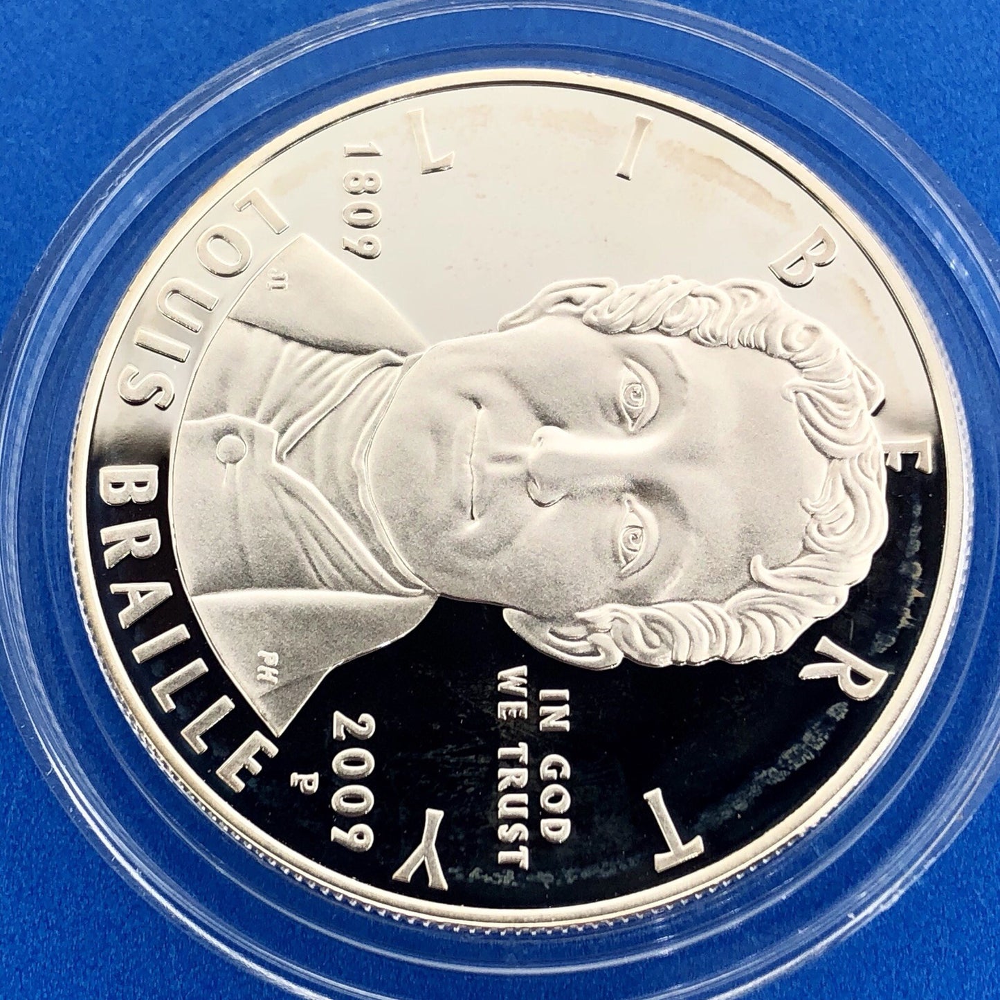 2009 P Louis Braille Bicentennial Commemorative Proof Silver Dollar $1 OMP/COA