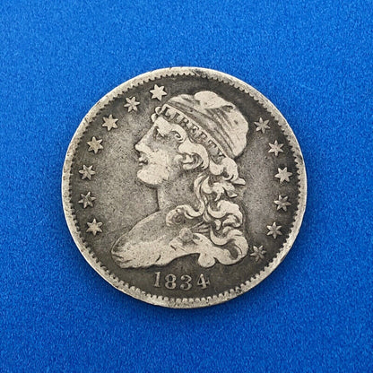 1834 Capped Bust Quarter Dollar Type Two 25 Cents Early American Coinage Nice