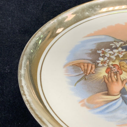 Vntg Hyalyn Painted Porcelain Gold Rim Mary Mother Heart Decorative 2 Plate Set