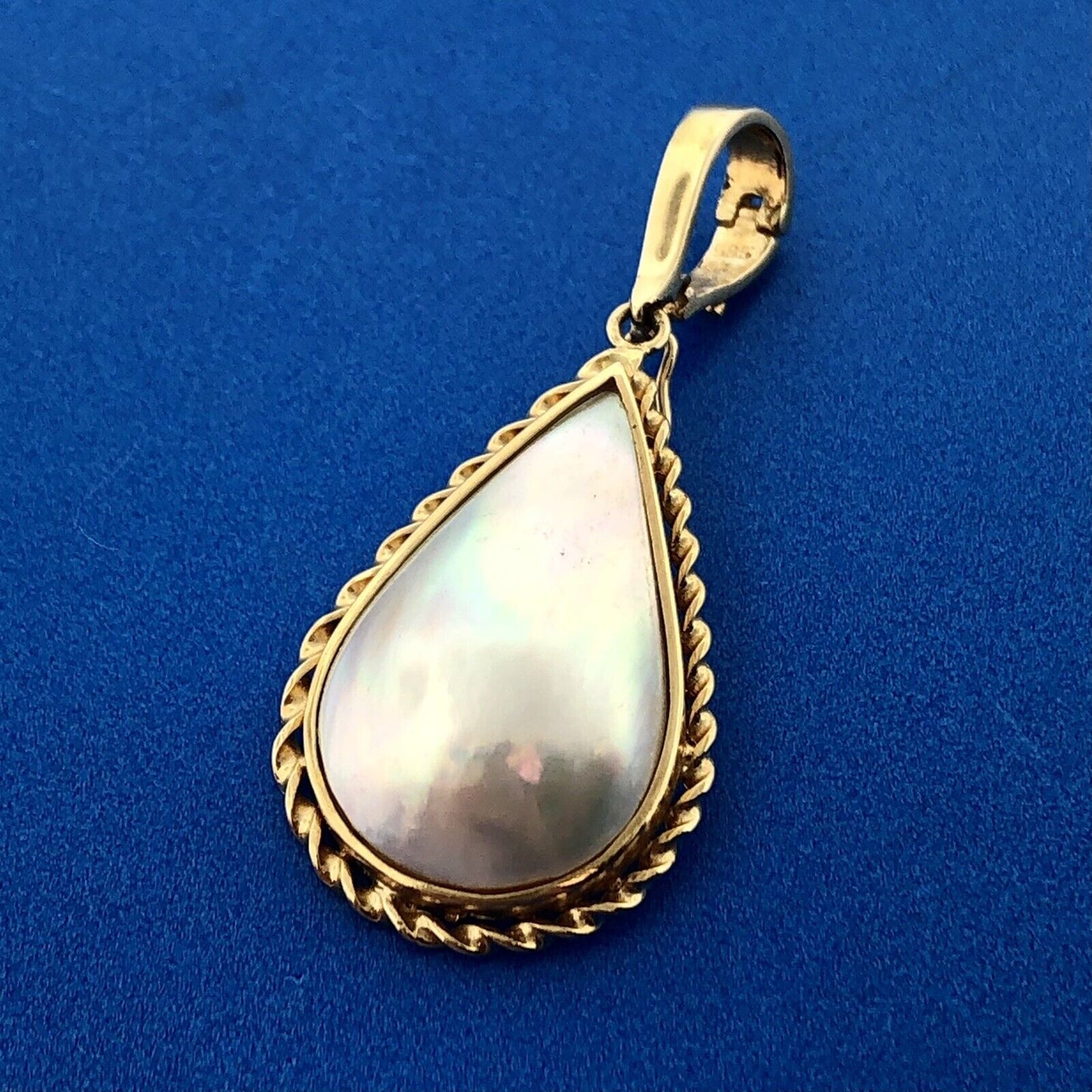 Vintage Designer 14k Yellow Gold 585 Teardrop Pearl Estate Pendant