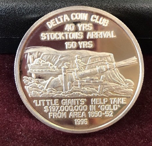 1996 Delta Coin Club of Stockton 40th Annv/Stockton's 150th Annv .999 Silver Rnd